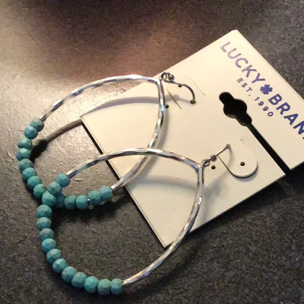 Last 1! NEW turquoise beaded hoop earrings - Picture 7 of 8